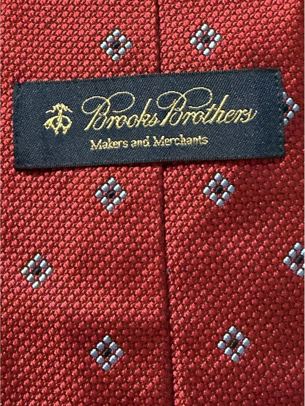 Brooks Brothers Makers Neck Tie 100% Silk, Red W/Geo Design, 58